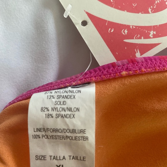 Nwt Wurl bathing suit top X-Large colors pink, orange & white - Picture 4 of 5
